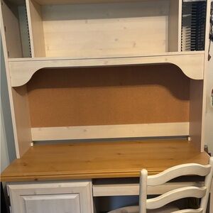 Wooden Desk with Hutch - Cream and Brown